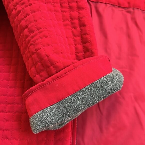 AEROS Kristen Blake Quilted Utility Hooded Jacket Coat Red Gray Lined M - Picture 9 of 11